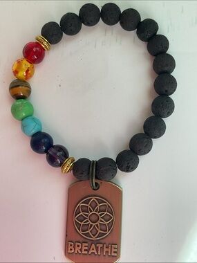 Bragaboutit Colorful Beaded Bracelet with Breathe Charm.